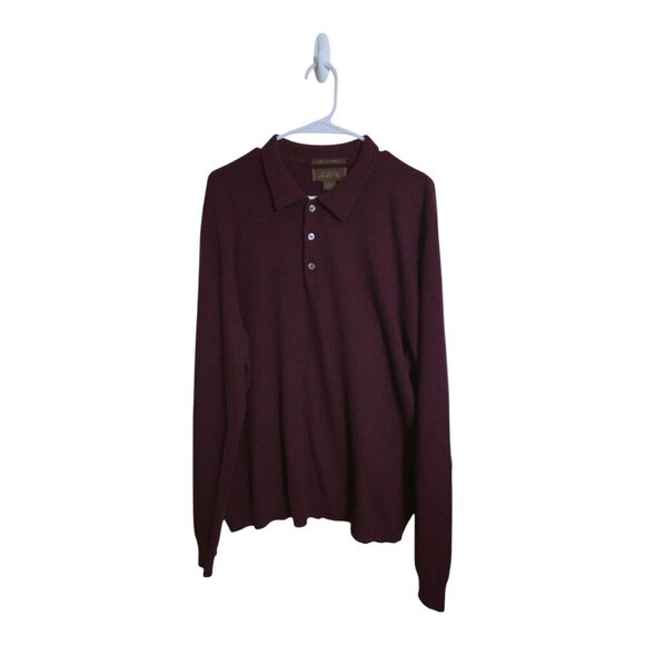 Tasso Elba Sweater Men L Maroon 100% Fine Cashmere Grandpa Core Preppy Career